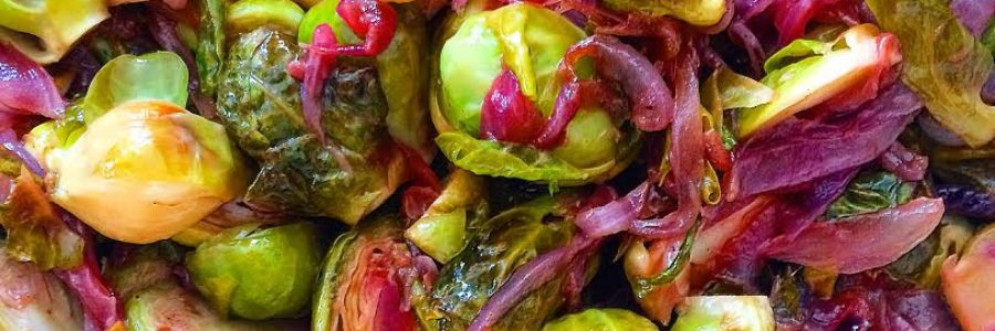 Garlic Lime Brussels with Caramelized Onions