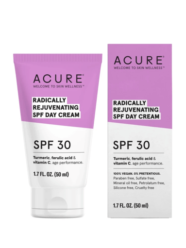 Acure Radically Rejuvenating SPF Day Cream, Turmeric, Ferulic Acid & Vitamin C, SPF 30